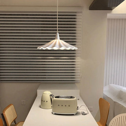 Minimalist Round Pleated Ceramic 1-Light Pendant Light