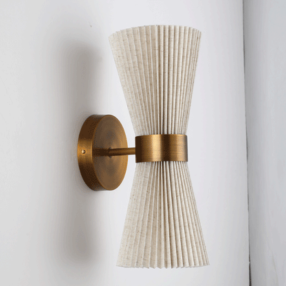 Minimalist Column Fabric Copper 2-Light Wall Sconce Lamp