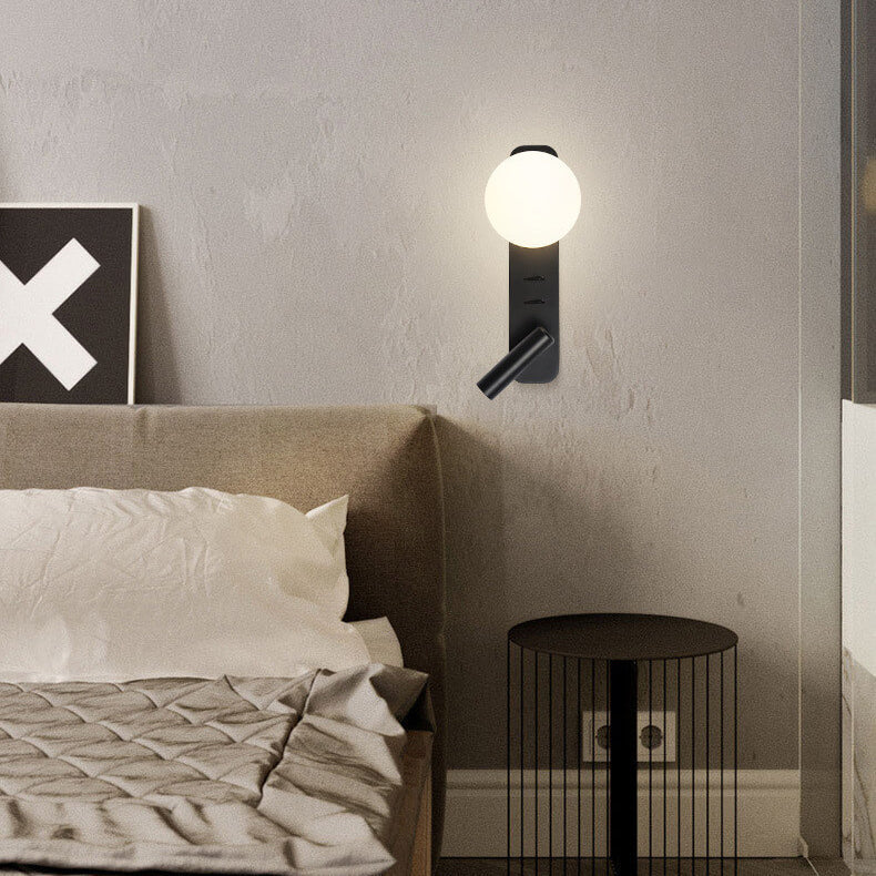 Glass Sphere LED Spotlight Reading Wall Sconce Lamp