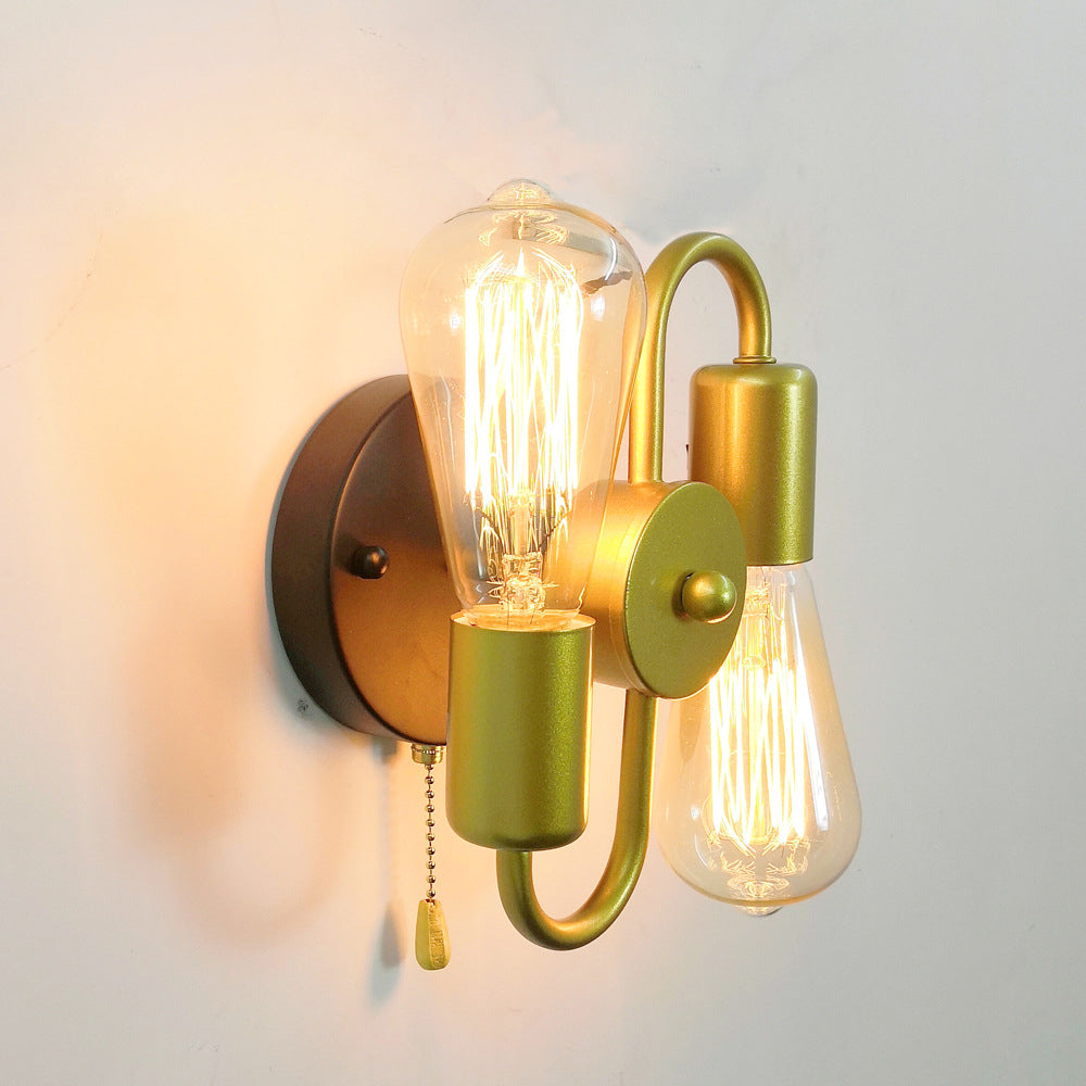 Industrial Iron Symmetrical 2-Light Wall Sconce Lamp