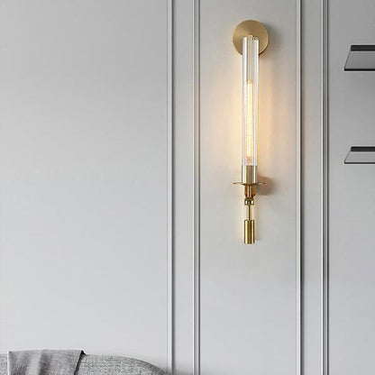 Luxury Iron Glass Cylinder Strip 1-Light Wall Sconce Lamp