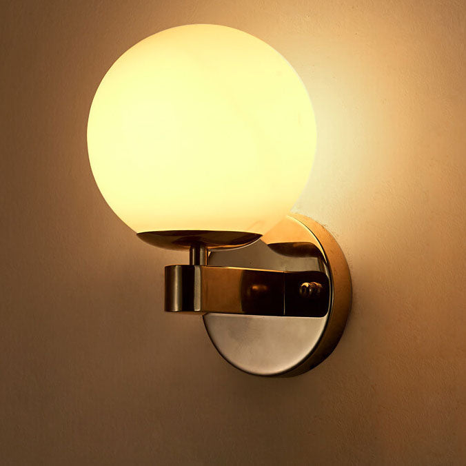 Scandinavian Orb Shade Iron Base 1-Light Wall Sconce Lamp