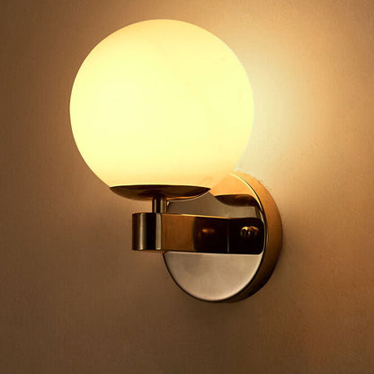 Scandinavian Orb Shade Iron Base 1-Light Wall Sconce Lamp