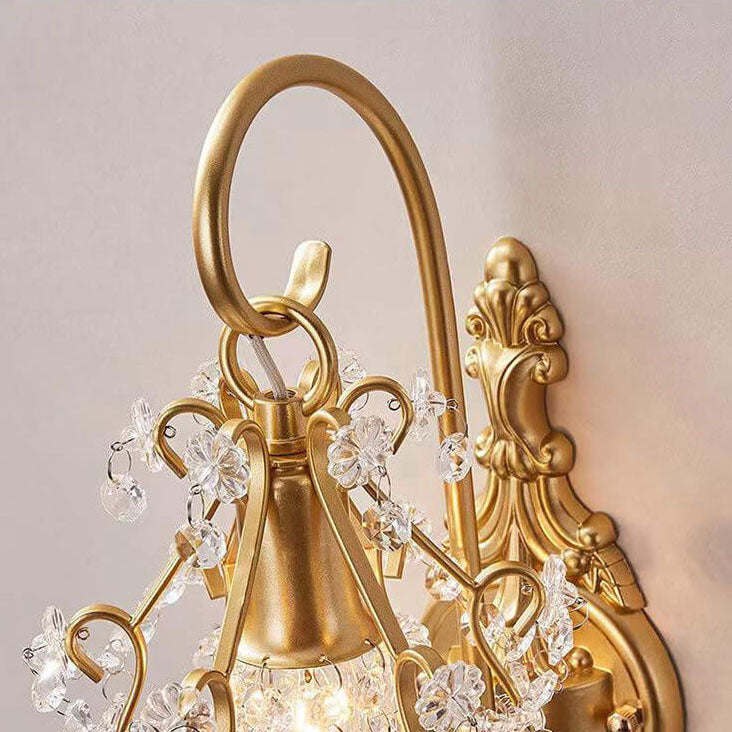 European Light Luxury Crystal Iron 1-Light Wall Sconce Lamp
