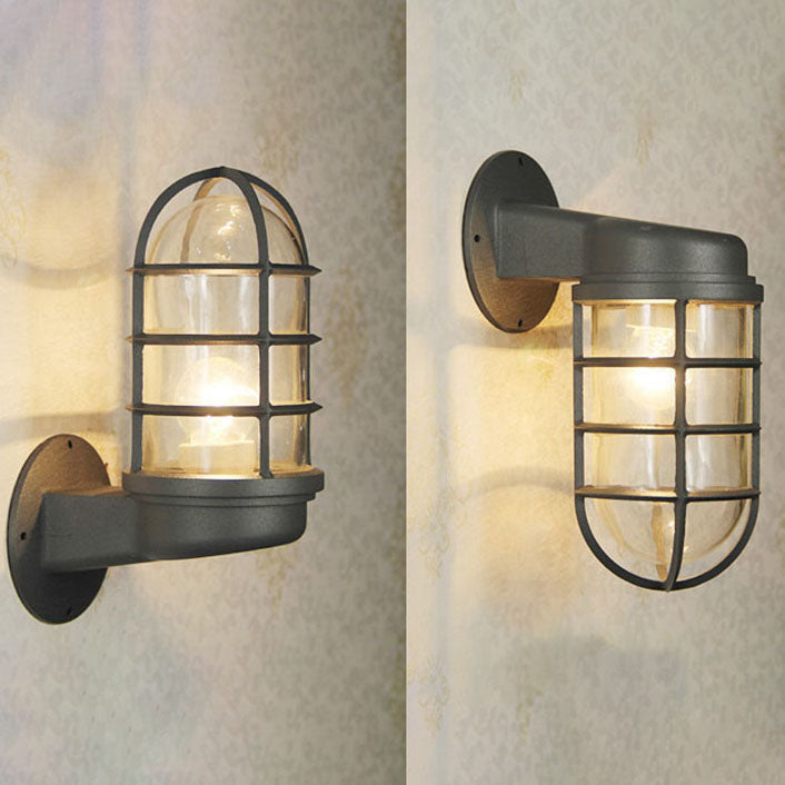 Colonial Cylinder Iron Glass 1-Light Wall Sconce Lamp
