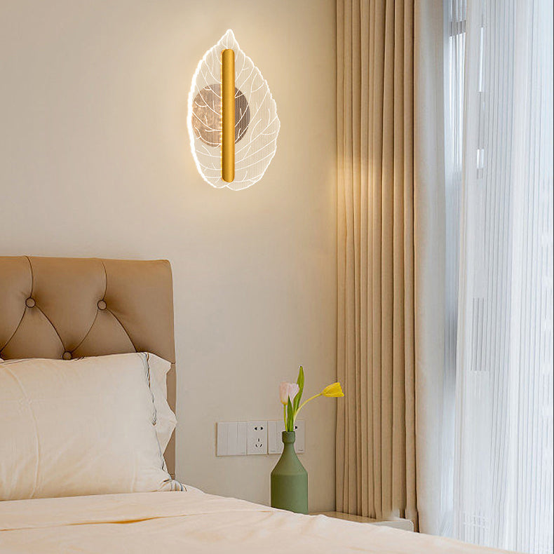 Deco Iron Acrylic Leave Teardrop Shape LED Wall Sconce Lamp