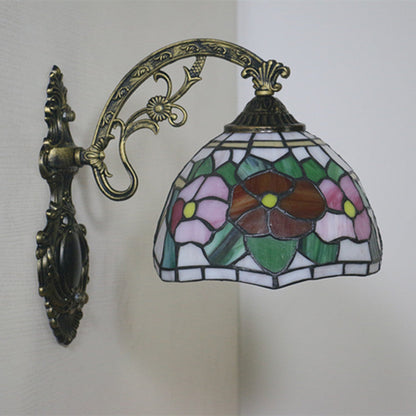 Tiffany Alloy Iron Stained Glass 1-Light Wall Sconce Lamp