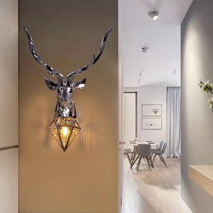 Creative Deer Head Resin 1-Light Wall Sconce Lamp