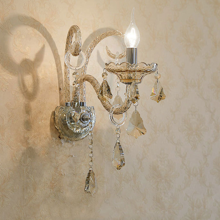 Glass Candelabra Hardware 1/2-Light Wall Sconce Lamp