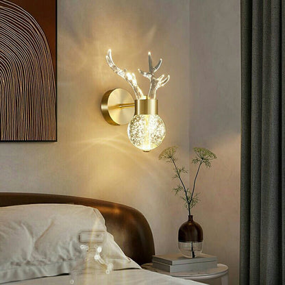 Acrylic Antler Bubble Crystal Ball LED Wall Sconce Lamp