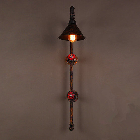 Iron Water Pipe Faucet Design 1-Light Wall Sconce Lamp