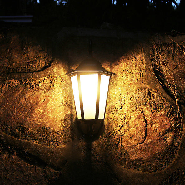 Hexagonal Frosted Glass 1-Light Outdoor Wall Sconce Lamp