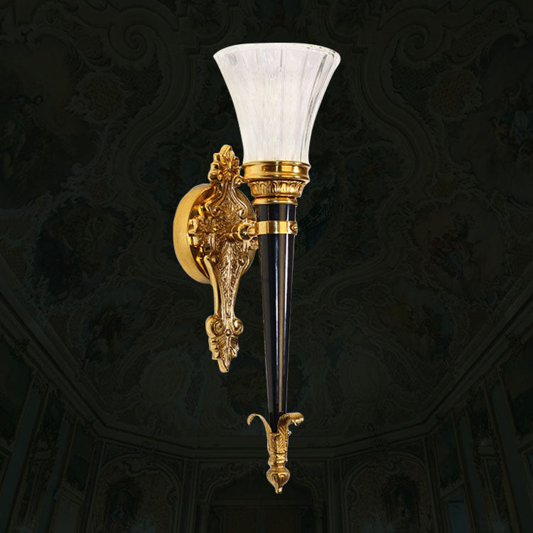 Full Copper Frame Horn Shade 1-Light Wall Sconce Lamp