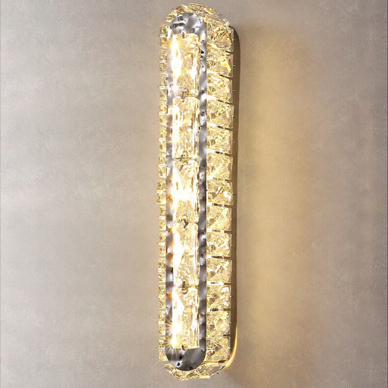 Stainless Crystal Elliptical Strip LED Wall Sconce Lamp