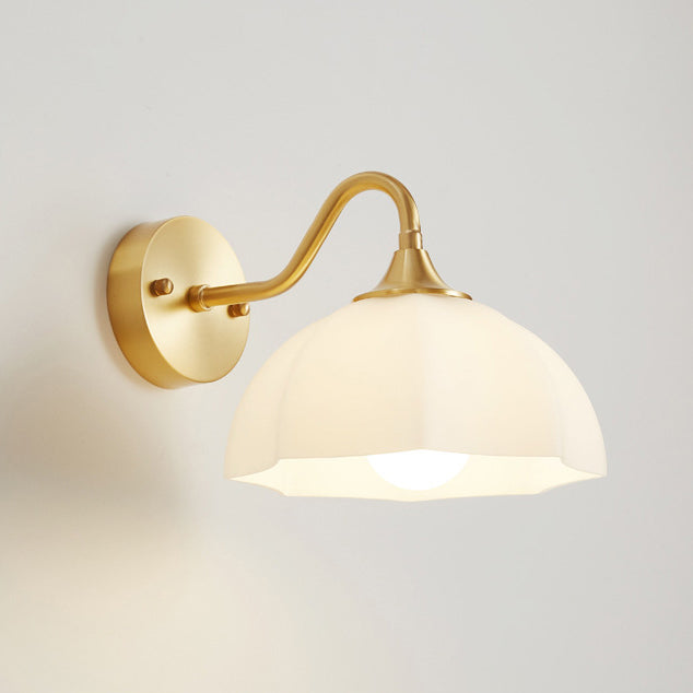 Cream Flower Pod All Copper Glass 1-Light Wall Sconce Lamp