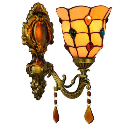 Tiffany Crystal Glass Pendant 1-Light Wall Sconce Lamp