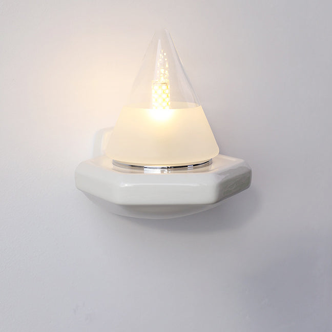 Minimalist Cone Iron Ceramic Glass 1-Light Wall Sconce Lamp