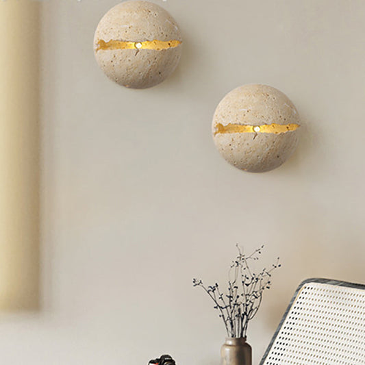Japanese Travertine Semicircle 1-Light Wall Sconce Lamp