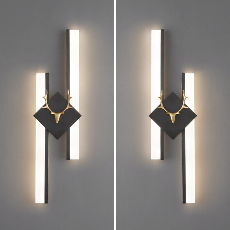 Rectangular Antler Full Copper LED Wall Sconce Lamp