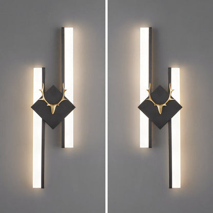 Rectangular Antler Full Copper LED Wall Sconce Lamp