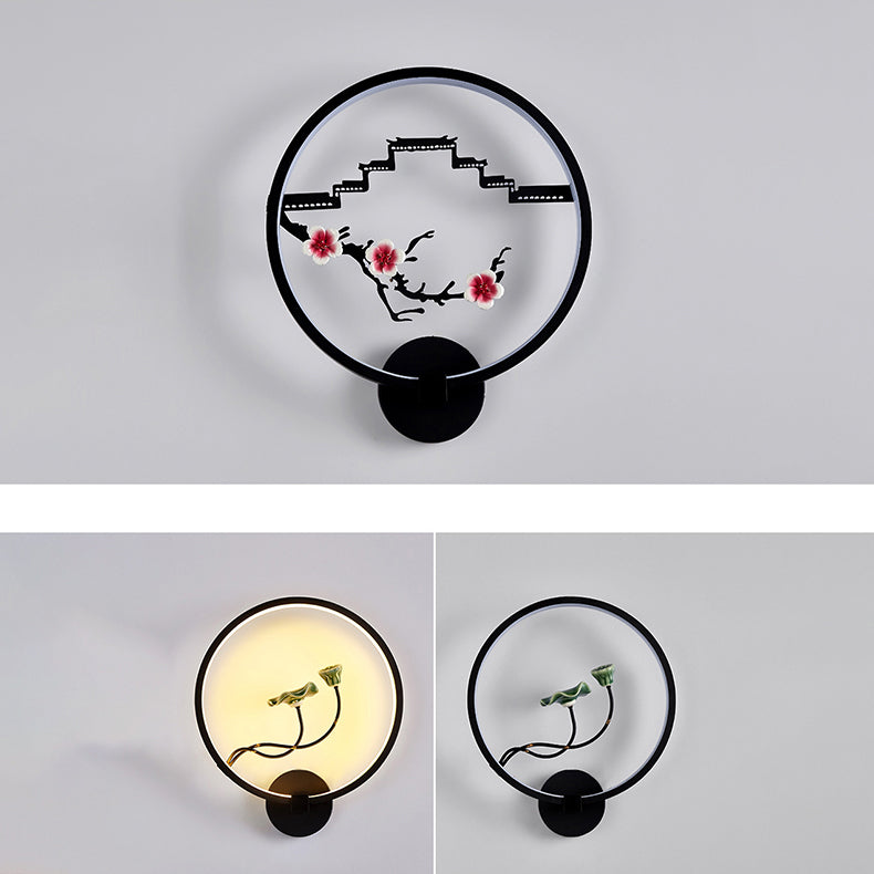 Chinese Lotus Leaf Aluminum Acrylic LED Wall Sconce Lamp