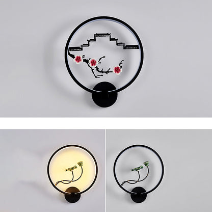 Chinese Lotus Leaf Aluminum Acrylic LED Wall Sconce Lamp