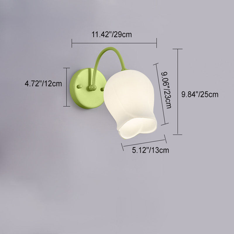 Simplicity Flower Iron Glass 1-Light Wall Sconce Lamp