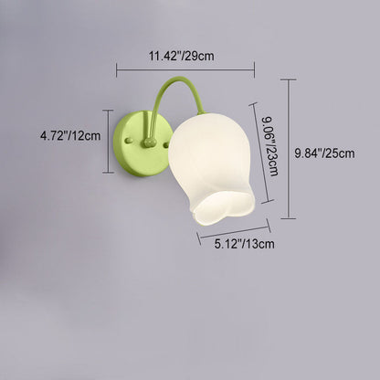 Simplicity Flower Iron Glass 1-Light Wall Sconce Lamp