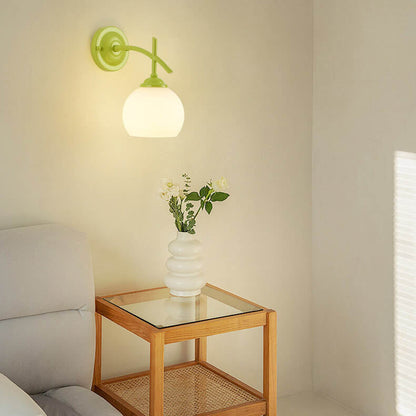 Modern Art Deco Round Glass Metal 1-Light Wall Sconce Lamp