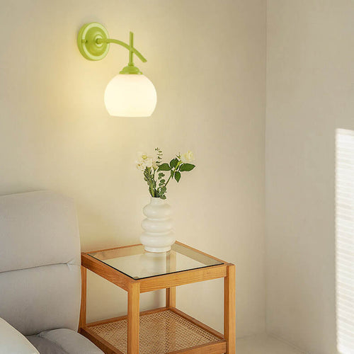 Modern Art Deco Round Glass Metal 1-Light Wall Sconce Lamp