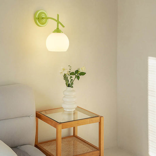 Modern Art Deco Round Glass Metal 1-Light Wall Sconce Lamp