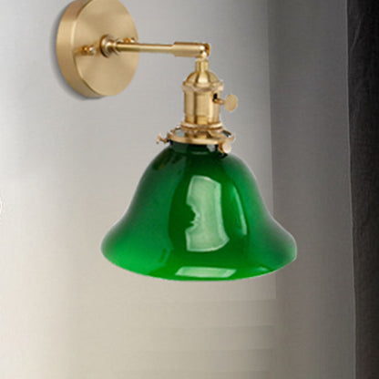 Glass Iron Copper Green Cone 1-Light Wall Sconce Lamp