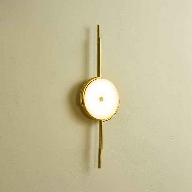Light Geometric Round Clock Design 1-Light Wall Sconce Lamp