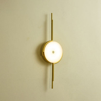 Light Geometric Round Clock Design 1-Light Wall Sconce Lamp