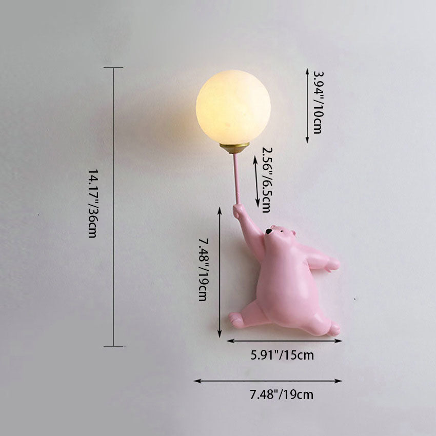 Creative Bear Resin Glass 1-Light Wall Sconce Lamp