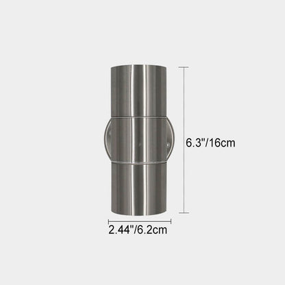 Stainless Steel Cylinder 2-Light Wall Sconce Lamp