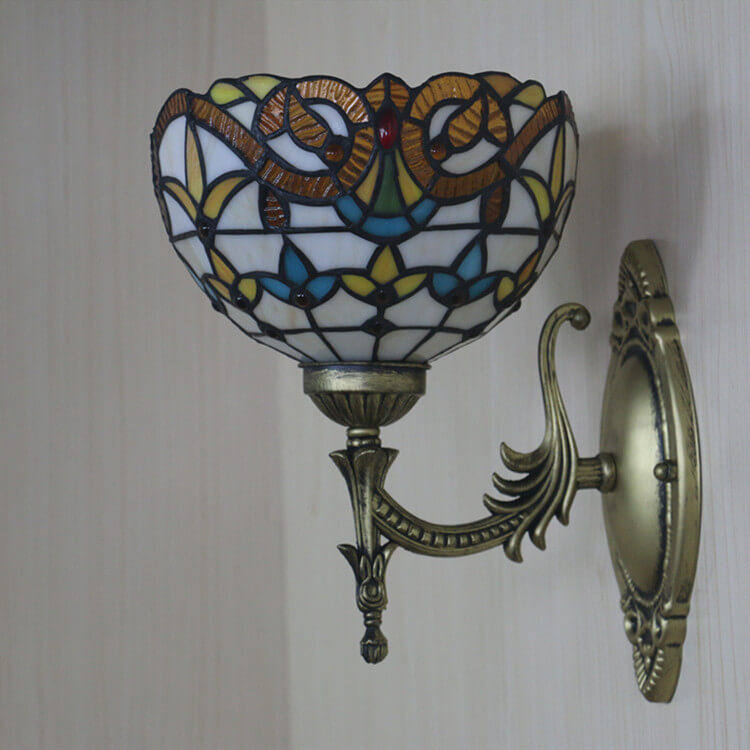 Tiffany Flora Stained Glass 1-Light Wall Sconce Lamp