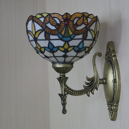 Tiffany Flora Stained Glass 1-Light Wall Sconce Lamp