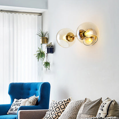 Nordic Iron Glass Ball Strip 2-Light Wall Sconce Lamp