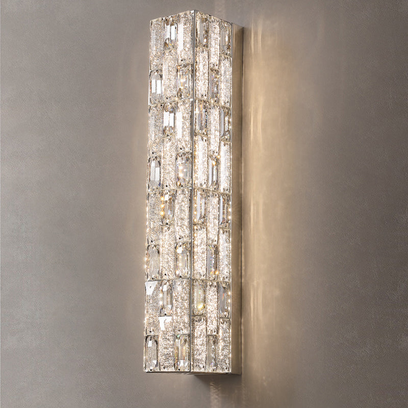 Rectangle Stainless Steel Crystal LED Wall Sconce Lamp