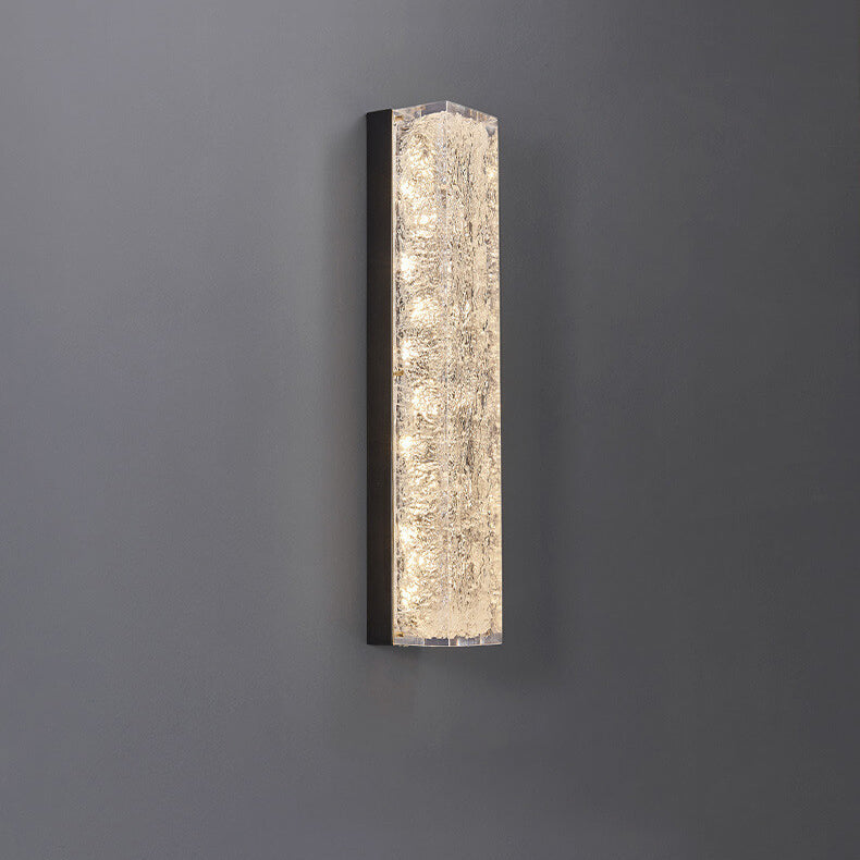 Luxury Brass Clear Resin Rectangular LED Wall Sconce Lamp