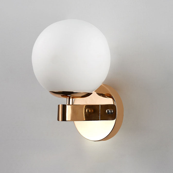Minimal Round Head Iron Glass 1-Light Wall Sconce Lamp