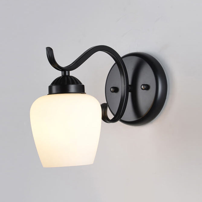 Retro Rustic Iron Glass 1-Light Wall Sconce Lamp