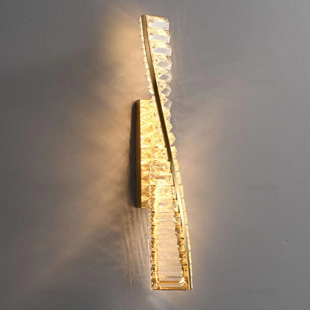 Luxury Long Stripe Wave Iron Crystal LED Wall Sconce Lamp