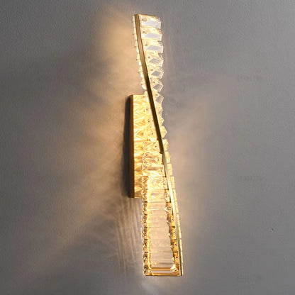 Luxury Long Stripe Wave Iron Crystal LED Wall Sconce Lamp