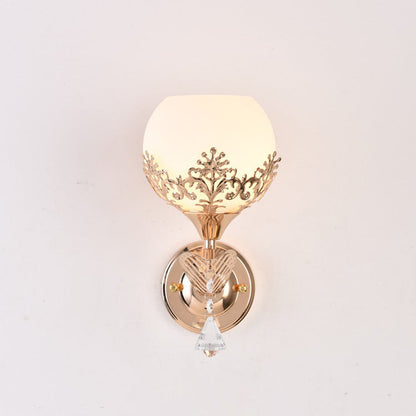Minimalist Round Flower Iron Glass 1-Light Wall Sconce Lamp