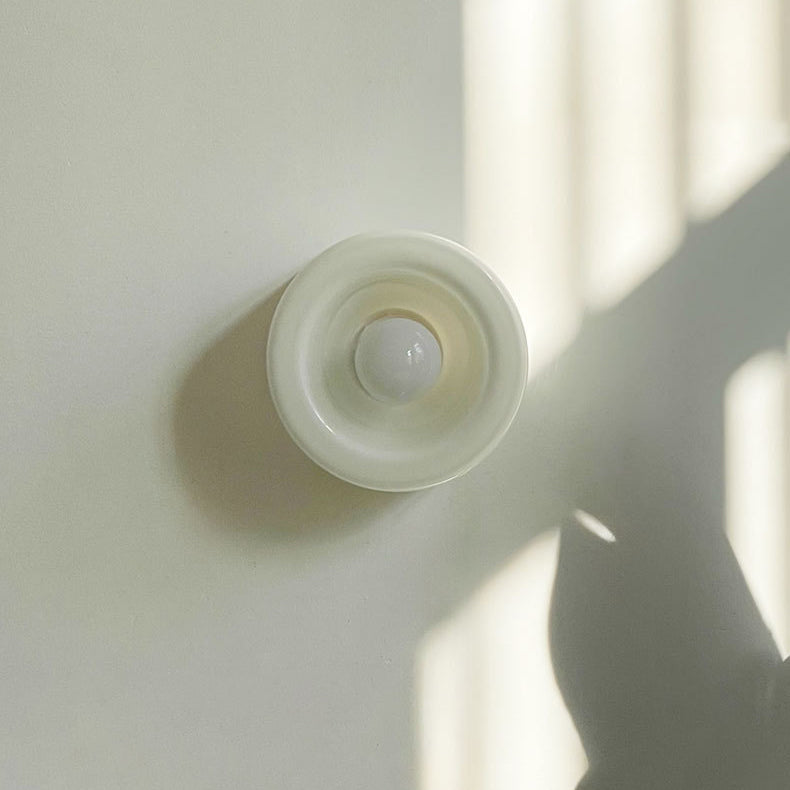 Mid-Century Round Iron Glass 1-Light Wall Sconce Lamp