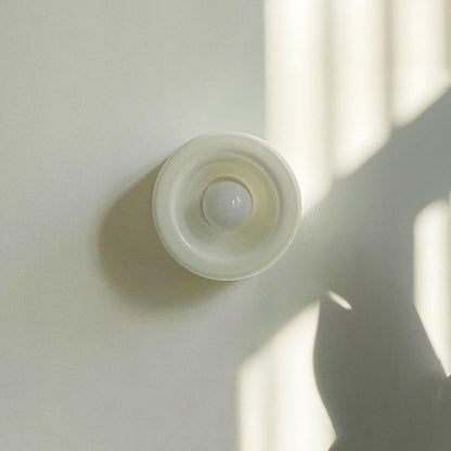 Mid-Century Round Iron Glass 1-Light Wall Sconce Lamp