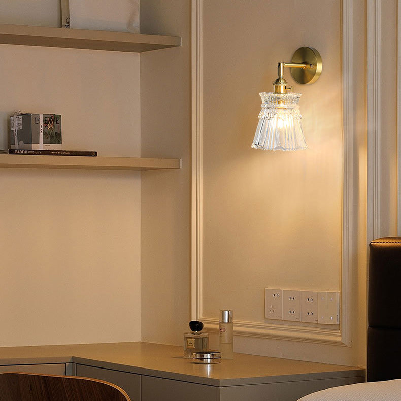French Cylinder Ball Copper Glass 1-Light Wall Sconce Lamp