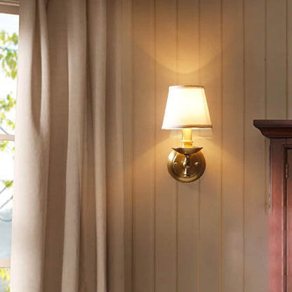 Trapezoidal Copper Fabric 1-Light Wall Sconce Lamp